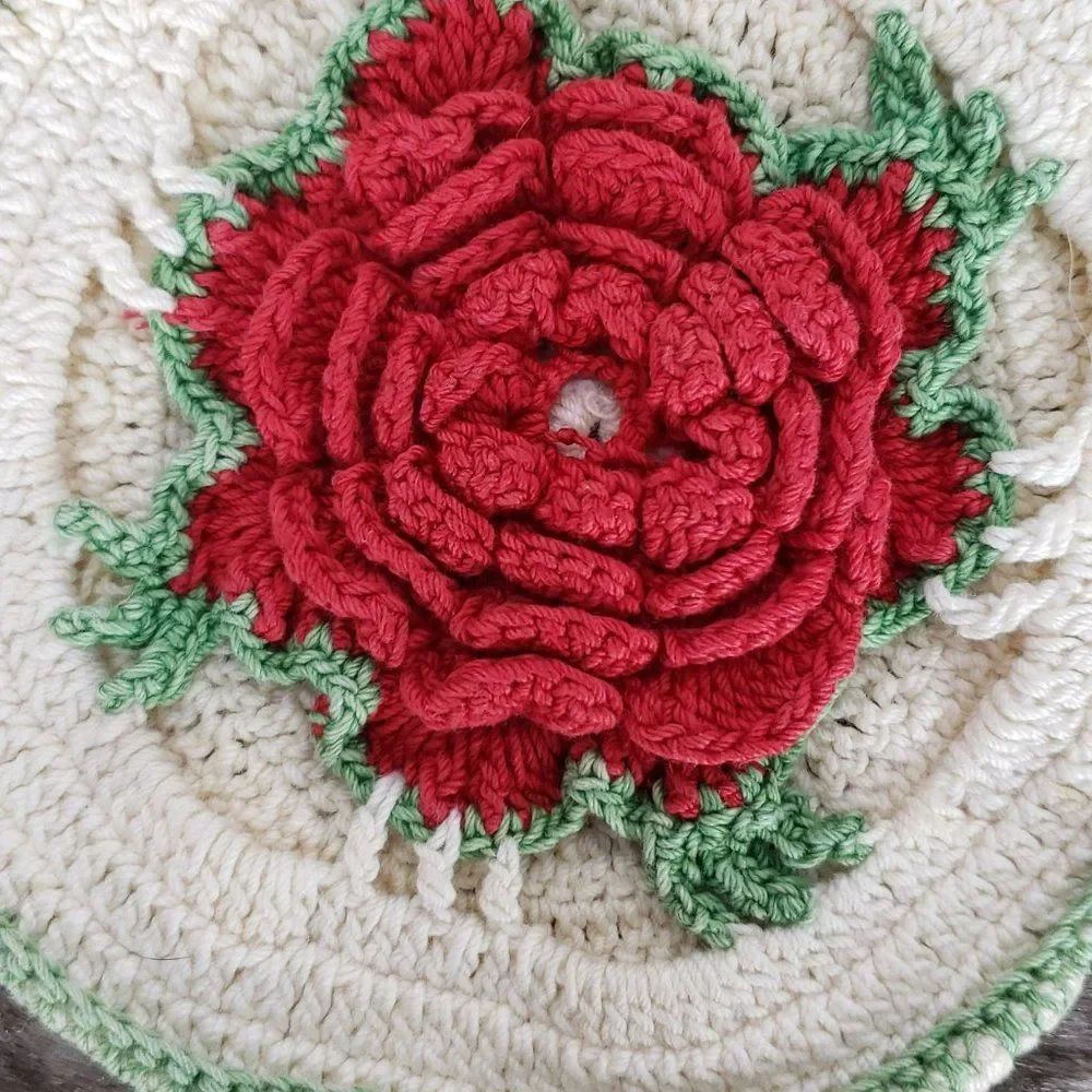 RosePot Holders, Hot Oven Pads, Hand Crochet, Kitchen Accessory, Farmhouse, Cabi